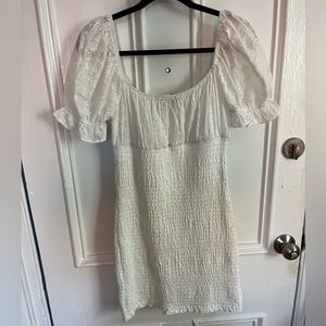 Blue Blush White Puff Sleeve Dress